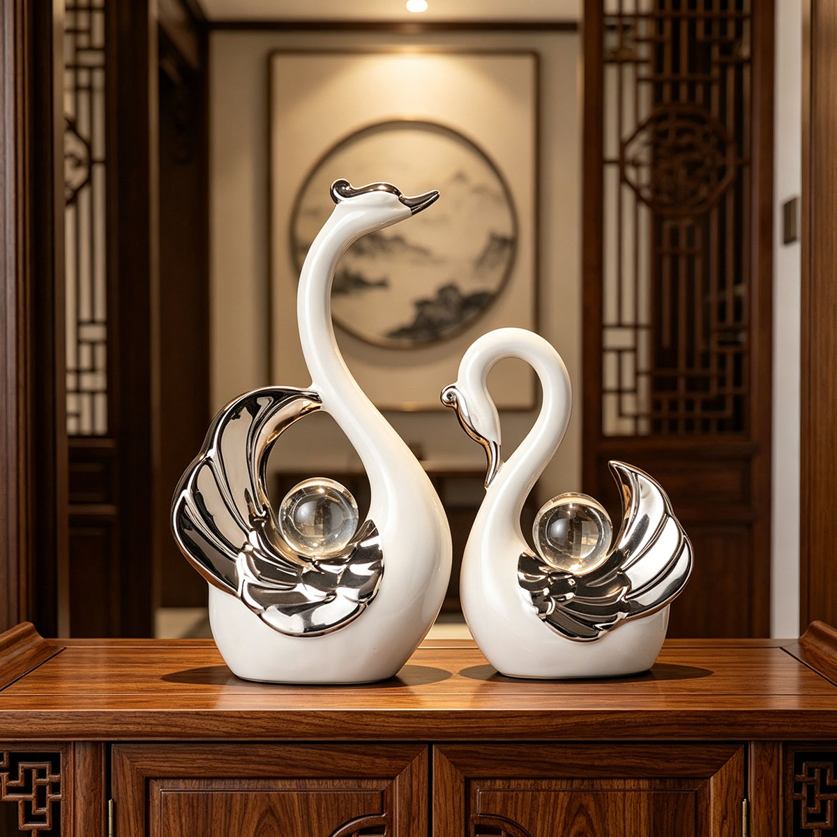 Ceramic Couple Swan Ornament W - Luxury Lifestyle Items incelemesi ve fiyatı