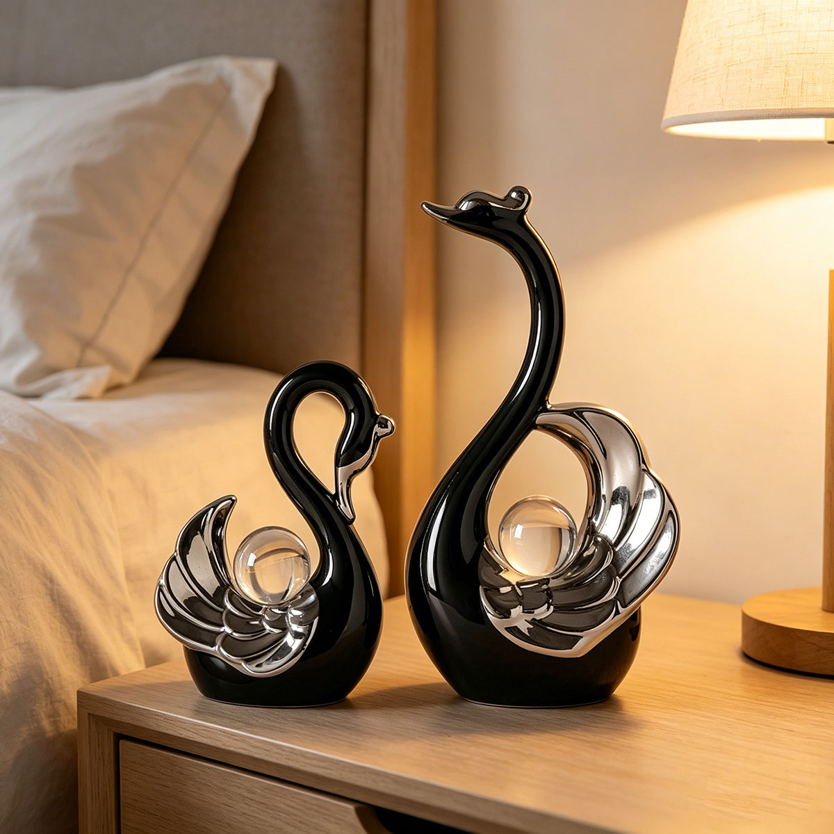 Ceramic Couple Swan Ornament W - Luxury Lifestyle Items incelemesi ve fiyatı
