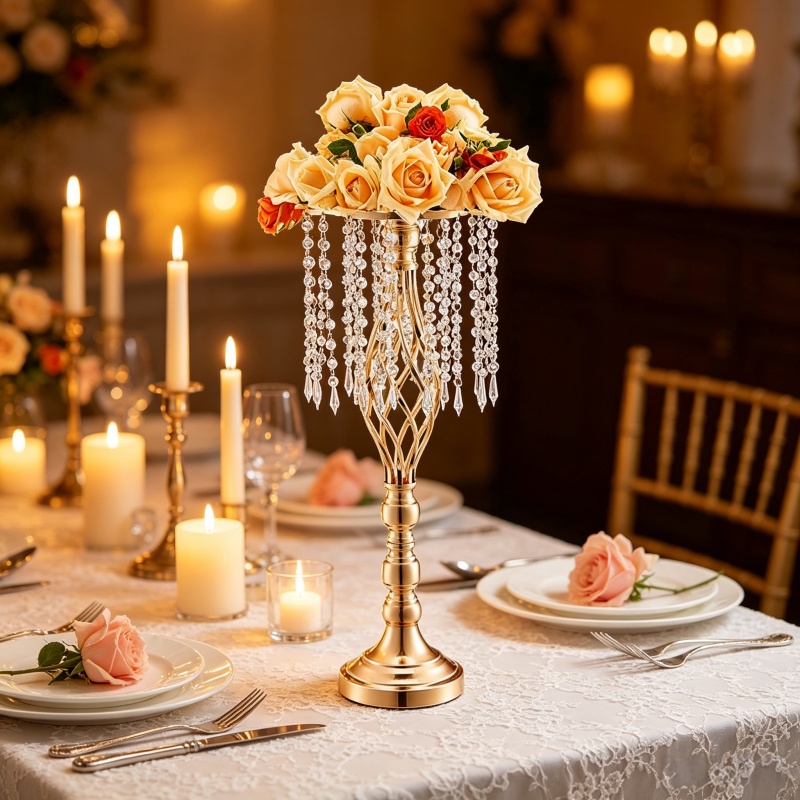 Elegant Tall Gold Crystal Flow - Luxury Lifestyle Items incelemesi ve fiyatı